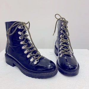 Patent leather ankle boots